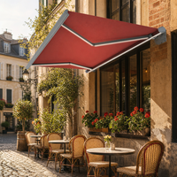 Auvent rétractable en tissu pour terrasse de restaurant, idéal pour les tables de repas en extérieur et l'hôtellerie en plein air