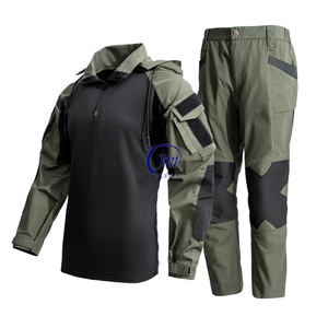 Phong Cách Mới Ô Liu Màu Xanh Lá Cây Đen Camo Rip Dừng Thoáng Khí Căng Chiến Thuật Dài Tay Áo Áo Sơ Mi Ếch Phù Hợp Với Với Với Mui Xe - Product Image 3