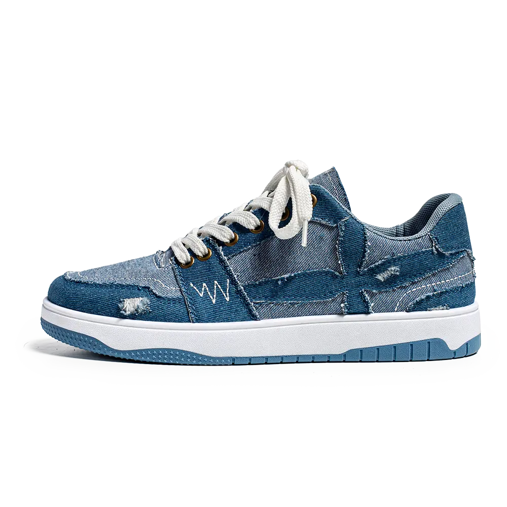 Ziitop Hot Sale Denim Men's Blue Casual Shoes Male Flat Sneakers With Custom Logo Running Style Men Sneakers