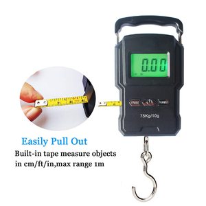 Portable Digital Hanging Scale 75kg 10g LCD Display Built-In <b>Tape</b> Measure for Travel Outdoor Use - Product Image 2