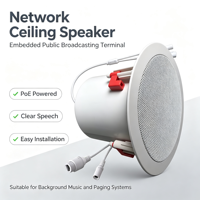 SIP743 Speaker Langit-langit Jaringan Speaker IP Tertanam Opsional Terminal Musik Latar Siaran Publik SIP743T SIP743V