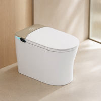 WC intelligent monobloc en céramique avec bidet intégré, couvercle à ouverture automatique, siège chauffant, double chasse, évacuation en P et télécommande
