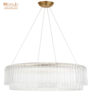 Lustre LED en verre moderne de style Maderno, hauteur réglable, corps en cuivre doré artistique, CRI élevé 80, luminaire suspendu - Product Image 1