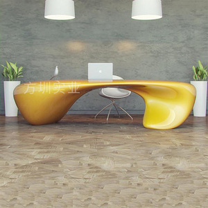 Mostrador de Recepción de Fibra de Vidrio Ovalado Brillante, Muebles de Oficina Contemporáneos para Uso Comercial - Product Image 2