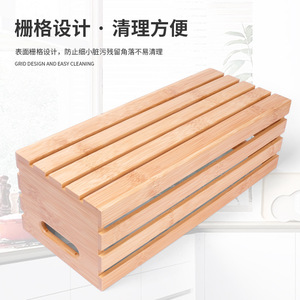 Cesta de almacenamiento de bambú rectangular con asa para uso doméstico en la cocina - Product Image 5