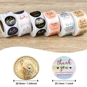 Customized Thank You Cards Sticker Set Round pink <b>Labels</b> Thank You for Supporting My Small Business Bronzing Card Stickers - Product Image 2