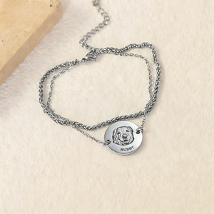 Wholesale the Latest Fashion Stainless Steel <b>Custom</b> Pet Portrait DIY <b>Name</b> Engraving Jewelry Set for Gift Party - Product Image 5