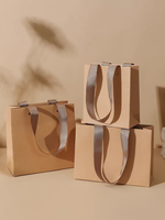 Tas Belanja Kertas Kraft Coklat Proses Khusus dengan Tali Pegangan Katun Twill Lebar, Tas Belanja Kertas dengan Pegangan yang Kuat dan Diperkuat, Tas Kertas Kerajinan