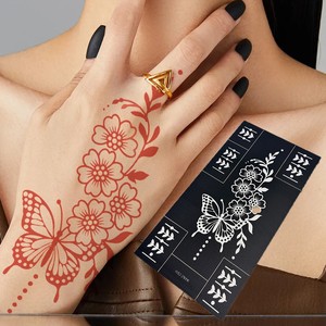 สติกเกอร์สักลายเฮนน่าลาย<span class=keywords><strong>ผีเสื้อ</strong></span>ดอกไม้ โลโก้สั่งทำได้ ลายเสมือนจริง สำหรับเพ้นท์ร่างกาย แขน มือ <span class=keywords><strong>หลัง</strong></span> แบบชั่วคราว ขายส่ง - Product Image 1