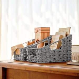 Cesta <span class=keywords><strong>de</strong></span> <span class=keywords><strong>mimbre</strong></span> impermeable con asa, caja <span class=keywords><strong>de</strong></span> almacenamiento tejida trapezoidal <span class=keywords><strong>para</strong></span> organizar el <span class=keywords><strong>baño</strong></span> <span class=keywords><strong>de</strong></span> la cocina, paquete <span class=keywords><strong>de</strong></span> 2 piezas - Product Image 6