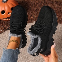 Chaussures de sport rétro classiques à lacets en coton mélangé de couleur unie, antidérapantes, tendance mode, chaudes et confortables, simples et décontractées