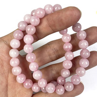 Bracelet en Quartz Rose Véritable de 6 mm, 8 mm, 10 mm, Perles Rondes de Pierre Précieuse, Bracelets en Quartz Cristal pour Femme, Bijoux Cadeaux