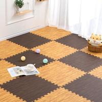 Dalles de sol en mousse EVA à emboîtement, motif boîte, imitation bois, avec coussinets antidérapants, pour une performance fiable et une décoration de style tatami.