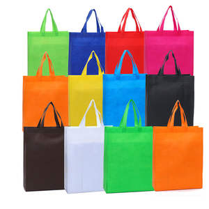 Polyester fourre-tout écologique promotionnel personnalisé jaune, sacs à provisions pliants non tissés avec poignée de mariage en PP/ - Product Image 2