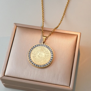 Hip Hop Dini Zirkon <span class=keywords><strong>Allah</strong></span> Bayramı Arap Müslüman İslami PVD Moda Takı Paslanmaz Çelik Kolye Kadın Erkek Toptan - Product Image 4