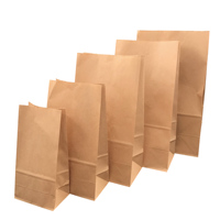 Sacs en papier kraft brun écologiques en gros, fond carré, sans poignée, qualité alimentaire, recyclables, pour l'épicerie, la boulangerie et les plats à emporter