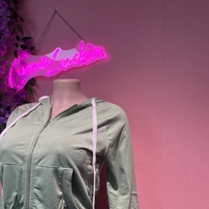Conjunto de dos piezas para mujer: Sudadera con capucha y cremallera de <span class=keywords><strong>moda</strong></span>, corte ajustado, con bolsillos, y pantalones micro acampanados. - Product Image 5