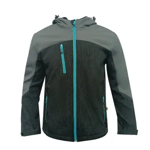 En gros de vêtements hommes extérieur noir softshell coupe-vent veste