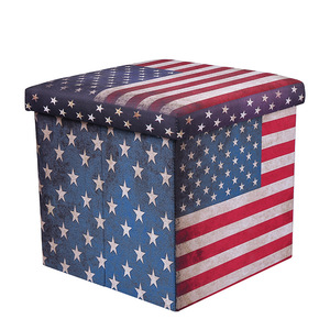 Cubo otomano con tapa para guardar objetos con diseño de bandera estadounidense, taburete y otomana para el hogar, para necesidades diarias - Product Image 5