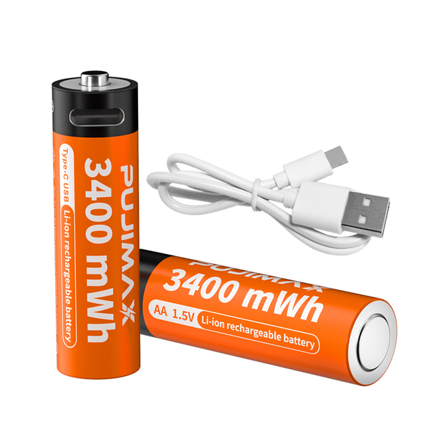 PUJIMAX 1pcs 1.5v Aa Li Ion Battery 3400mwh Type c Charging Li Ion Battery Usb Rechargeable Lithium Battery Aa Charger