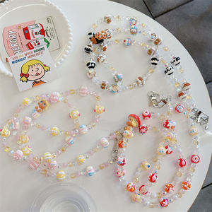 Cadena de teléfono con cuentas de acrílico de cristal de diseño de lujo, cordón cruzado para teléfono móvil, regalo de dibujos animados, cuerda colgante para niña - Product Image 1