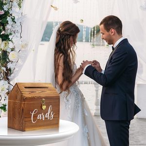 Vintage wooden <b>box</b> packaging <b>box</b>, solid wood wedding card <b>box</b> with <b>lock</b>, wooden card ballot <b>box</b>, acrylic wedding card holder. - Product Image 1
