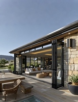 Porte pliante moderne en aluminium pare-balles à grande ouverture, porte accordéon extérieure pour villa, patio, cour