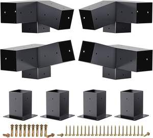 <span class=keywords><strong>Kit</strong></span> de support de pergola 4x4 à montage mural sur toit incliné à 15 °, support de <span class=keywords><strong>poteau</strong></span> en <span class=keywords><strong>bois</strong></span> 4x4 coudé, <span class=keywords><strong>kit</strong></span> de gazebo de pergola bricolage à 3 voies - Product Image 3