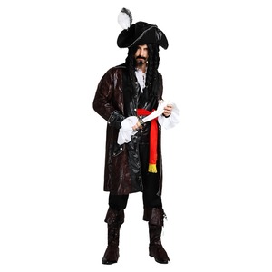 Kostum Kapten Bajak Laut Pria dengan Topi, Mantel, dan Sabuk untuk Pesta Bertema Halloween - Product Image 5