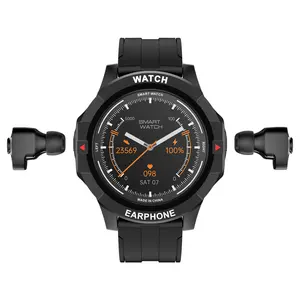 Lemfo — montre connectée Tws, bracelet pour hommes, avec écouteurs, musique, sport, exercice 2 en 1, vente en gros