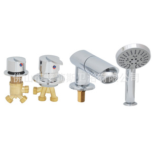Massage Bathtub Four Piece Faucet <b>Set</b> With Shower Head And Valve Wall Mount Ceramic Core Round <b>Spray</b> 4 Point Inlet - Product Image 1