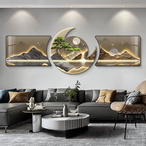 Cuadro <span class=keywords><strong>de</strong></span> pared <span class=keywords><strong>de</strong></span> luna <span class=keywords><strong>con</strong></span> paisaje <span class=keywords><strong>de</strong></span> <span class=keywords><strong>animales</strong></span> <span class=keywords><strong>de</strong></span> lujo moderno <span class=keywords><strong>con</strong></span> diamante LED cristal porcelana salón pared arte pintura conjunto decoración del hogar - Product Image 6