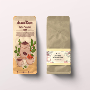 Sacs à café en papier kraft à fond plat personnalisés de 12 oz, 5 lb, 250 g, 1 kg avec valve et fermeture éclair pour l'emballage des grains de café - Product Image 1