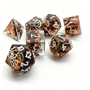 Nouvel ensemble de dés en résine à engrenages mécaniques steampunk, dés polyédriques complets pour D&D et jeux de table - Product Image 2