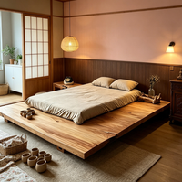 Meubles de style design pour chambre principale de villa, lit double en bois massif