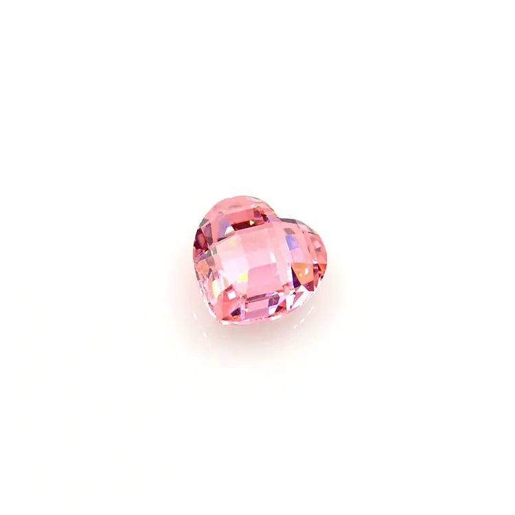 Wholesale price 8*8mm CZ Pink Heart shape two tortoise side Cubic Zirconia diamond stones