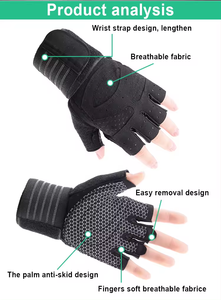 Unisex Anti-Slip Breathable Half Finger <b>Workout</b> Sports Gym Gloves Palm Cycling Resistance <b>Bands</b> - Product Image 4