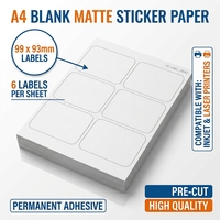 Papier autocollant A4 imperméable en vinyle blanc brillant, 6 feuilles, pour imprimantes jet d'encre et laser