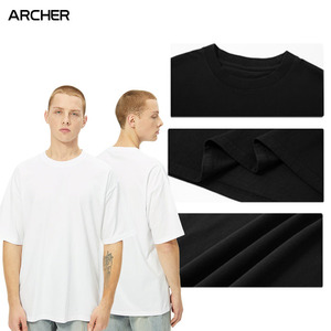 T-Shirt Unisex in Cotone 230GSM, Manica Corta, Tinta Unita, <span class=keywords><strong>Taglie</strong></span> Grandi, Nero e Bianco, Top Basic per Giovani e Uomini - Product Image 3