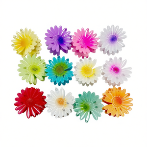 Pince à cheveux chrysanthème bicolore 7,5 cm, épingle à cheveux fleurie colorée pour femmes et filles - Product Image 1