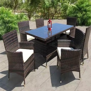Mobilier d'extérieur luxueux Ensemble de salle à manger moderne Tables et chaises 1 table 6 places Mobilier de salle à manger de haute qualité - Product Image 6