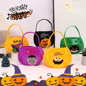 Bolsa de Terciopelo Suave con Estampado de Calabaza para Niños, para Recoger Dulces o Regalos de Halloween, Almacenamiento para Regalos de Halloween - Product Image 3