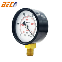 2.5inch Face 60mm Black Steel Case Vacuum Pressure Gauge -1bar/-760mmHg Pneumatic Vacuum Manometer 1/4G Thread