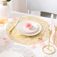 Nouveau dessous de plat rond en PVC style européen avec dentelle et feuille d'or, résistant à la chaleur et anti-brûlure, idéal pour la table et les sous-verres.