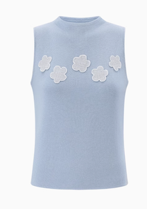 Op Maat Gemaakte Nieuwe Producten Dames Zomer Mouwloos Bloemenvest Koreaanse Stijl Korte Lengte Gebreide Top Casual Trui - Product Image 5