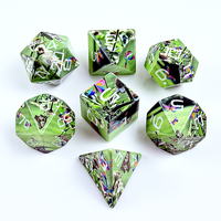 Dadu Polihedral Resin Matte Frosted 7 Buah 28G Set Dadu RPG DND Profesional Cetak Kupu-kupu untuk Permainan Papan Peran Meja