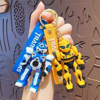 Tas transformer berbentuk kartun ramah lingkungan desain baru aksesori Gantungan Kunci plastik karabiner pesona untuk dekorasi anak-anak