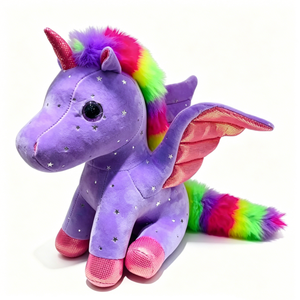 Unicornio de peluche con lentejuelas rosas, cuernos, alas y pezuñas, regalo de cumpleaños para niñas - Product Image 3