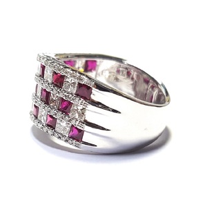 HK แหวนทับทิมประดับเพชรเม็ดใหญ่สำหรับผู้หญิง18K สีขาวทองธรรมชาติ - Product Image 2