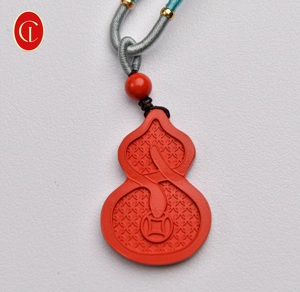 Pendentif en cinabre naturel en forme de serpent et de calebasse - Collier tendance avec chaîne en corde, talisman bouddhiste pour la richesse, la <span class=keywords><strong>sagesse</strong></span> et la chance, cadeau - Product Image 1